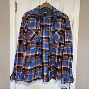 Lands’ End Men’s Rugged Flannel Cotton | Sea Cliff Blue Traditional Fit L 42-44